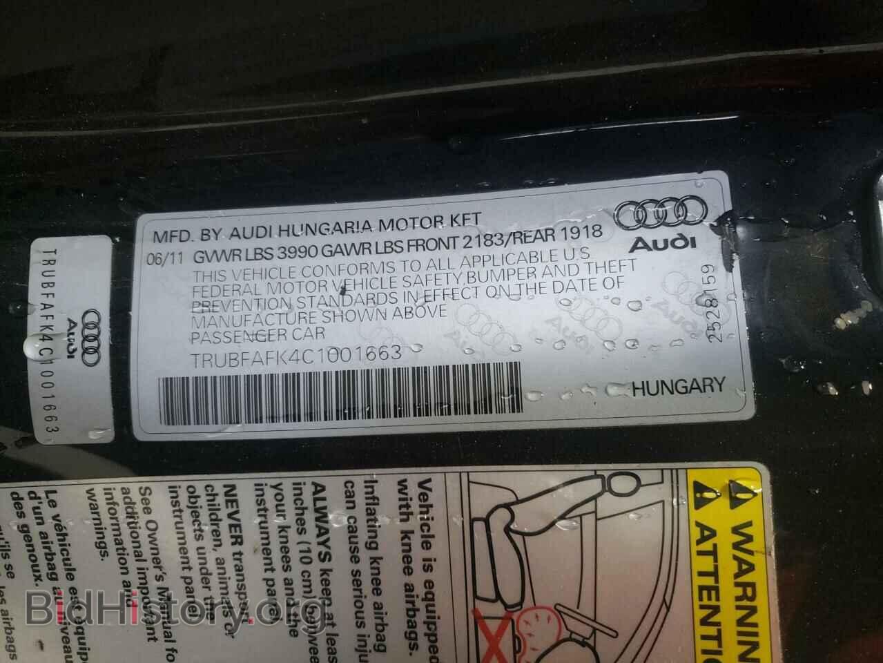 2012 AUDI TT - VIN: TRUBFAFK4C1001663 - Фото 12