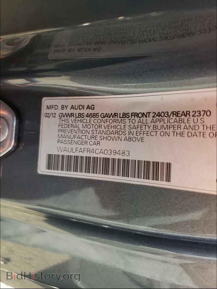 2012 AUDI A5 - VIN: WAULFAFR4CA039483 - Фото 10