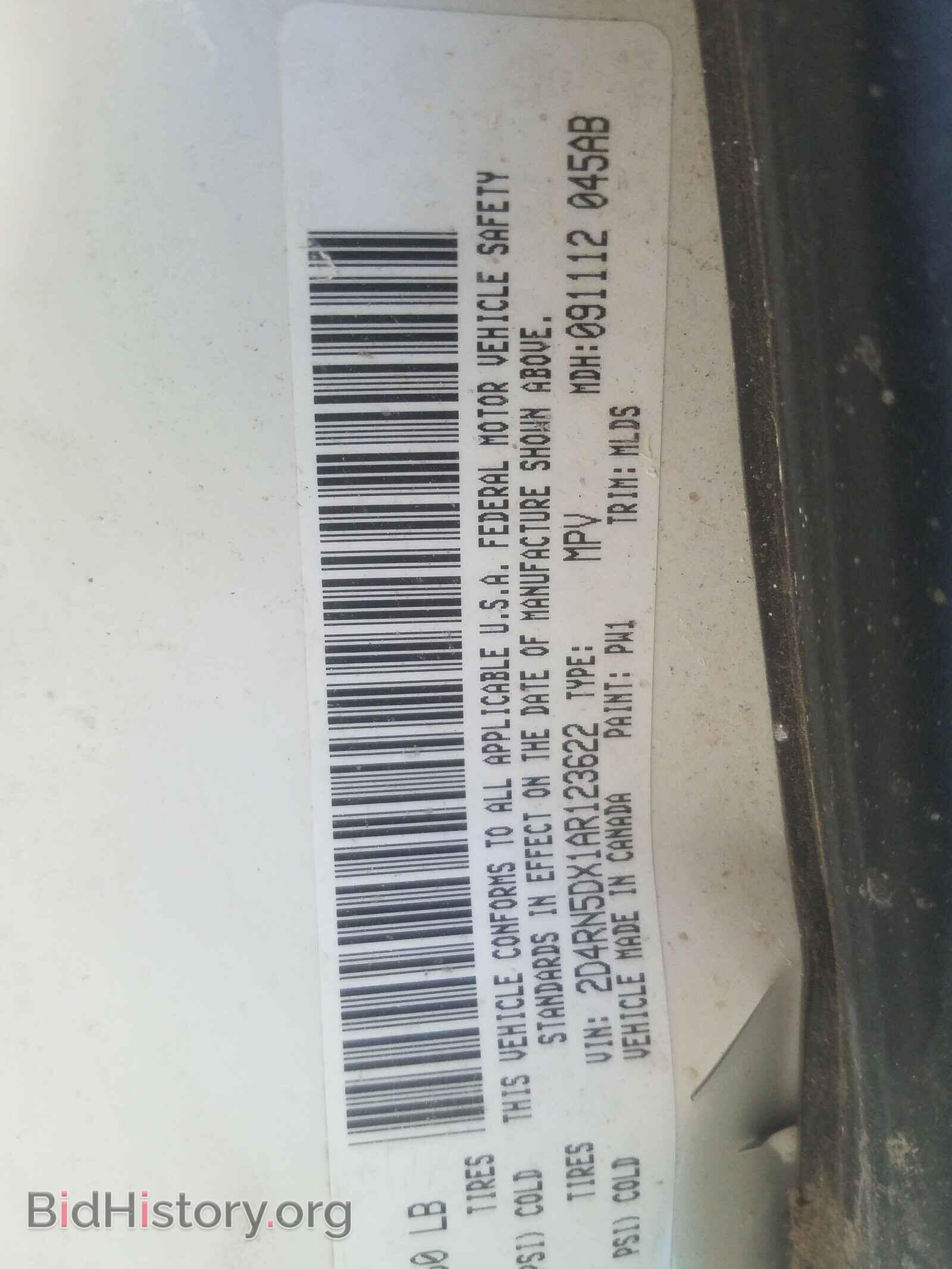 2010 DODGE CARAVAN - VIN: 2D4RN5DX1AR123622 - Фото 10