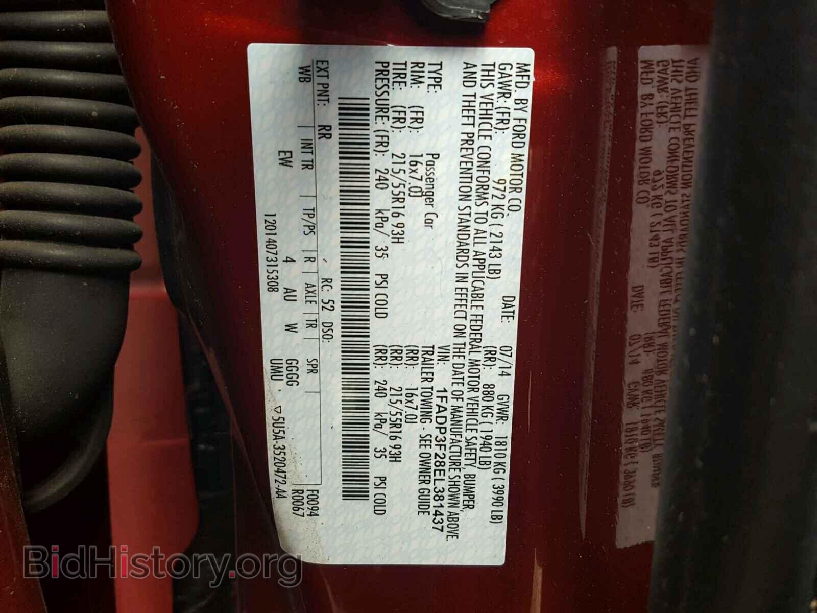 2014 FORD FOCUS - VIN: 1FADP3F28EL381437 - Фото 10
