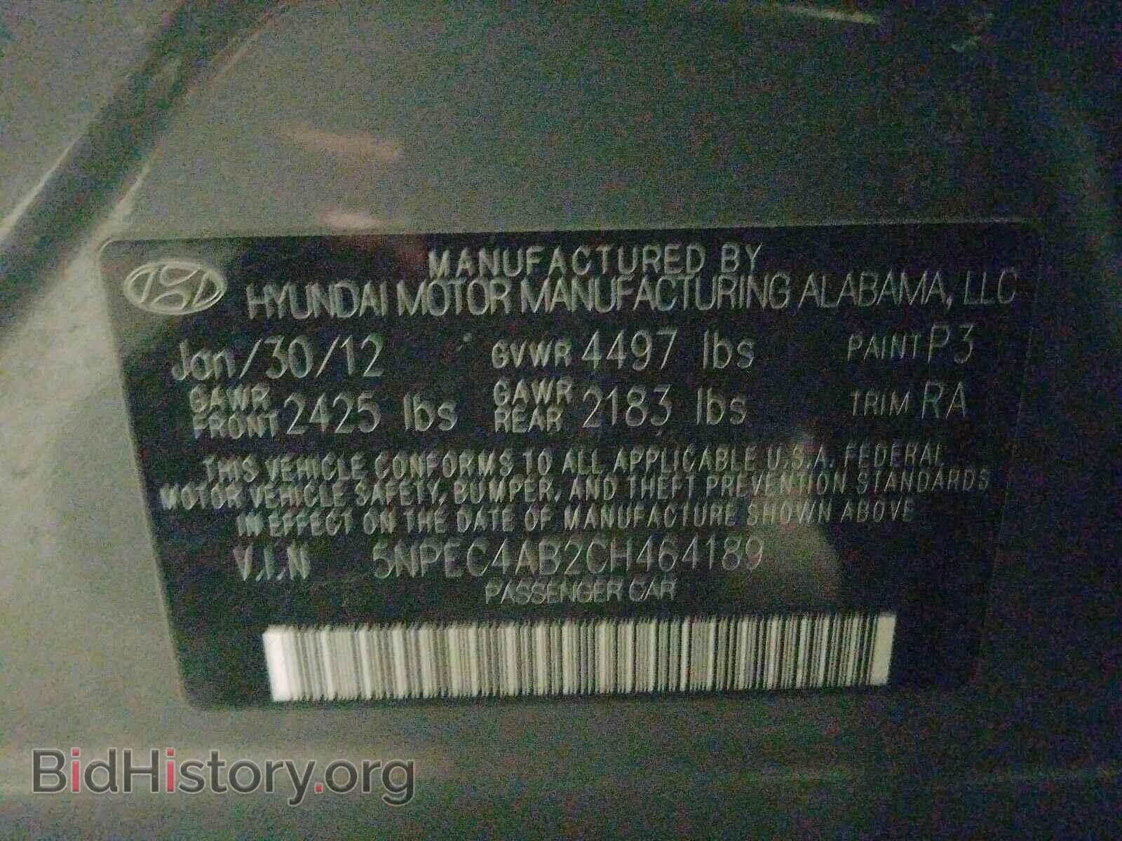 2012 HYUNDAI SONATA - VIN: 5NPEC4AB2CH464189 - Photo 10