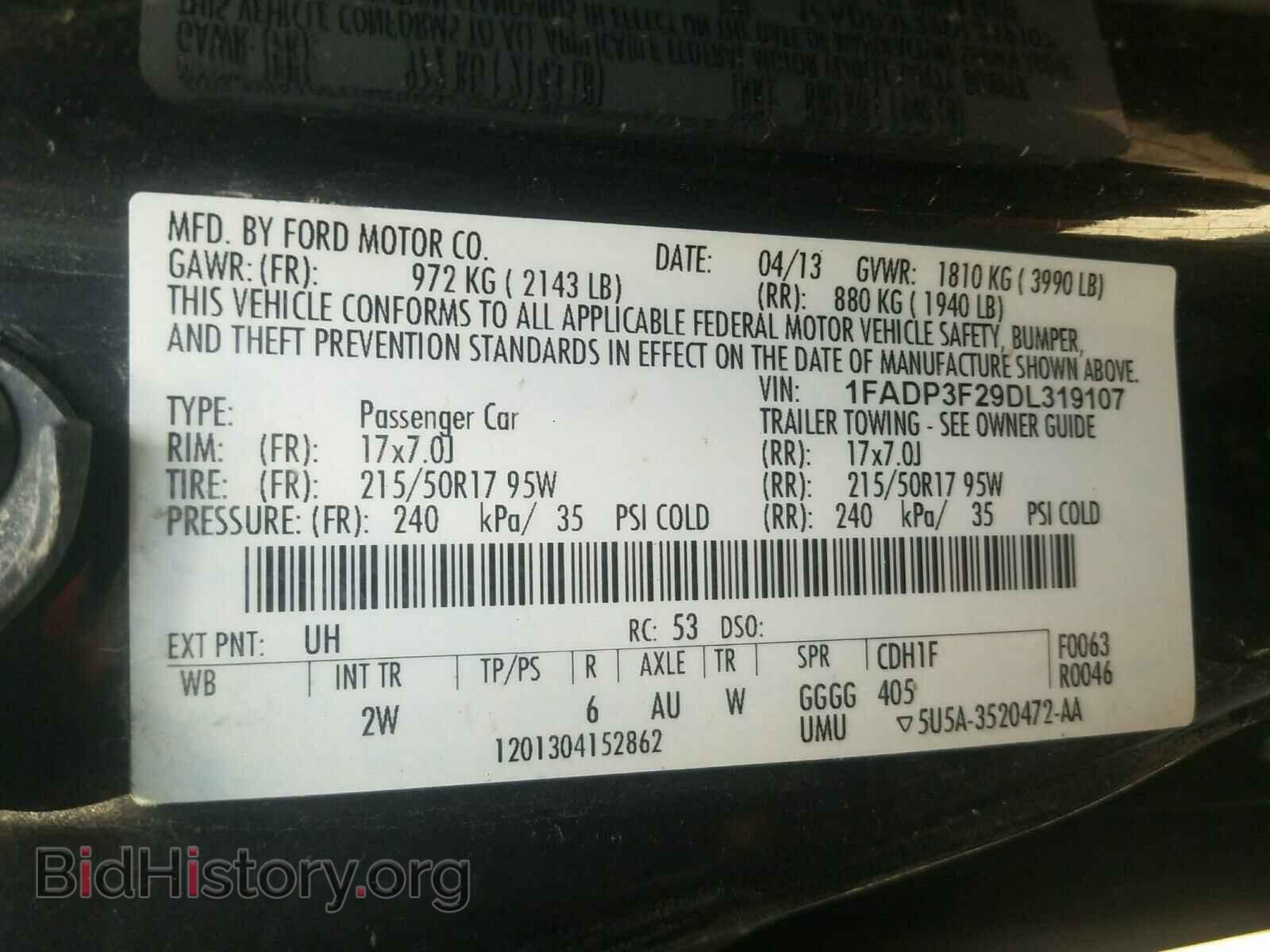 2013 FORD FOCUS - VIN: 1FADP3F29DL319107 - Фото 10