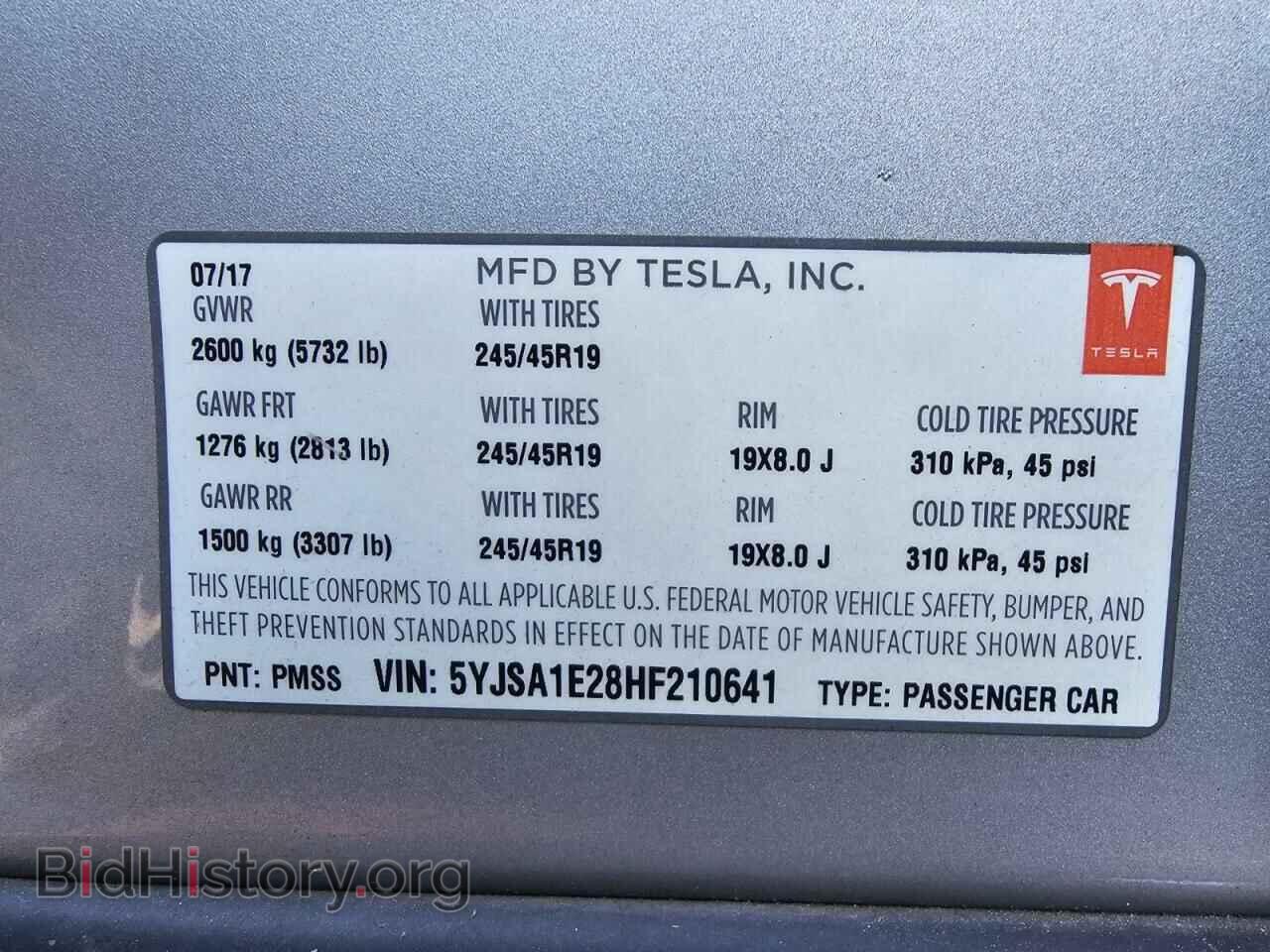 2017 TESLA MODEL S - VIN: 5YJSA1E28HF210641 - Photo 10