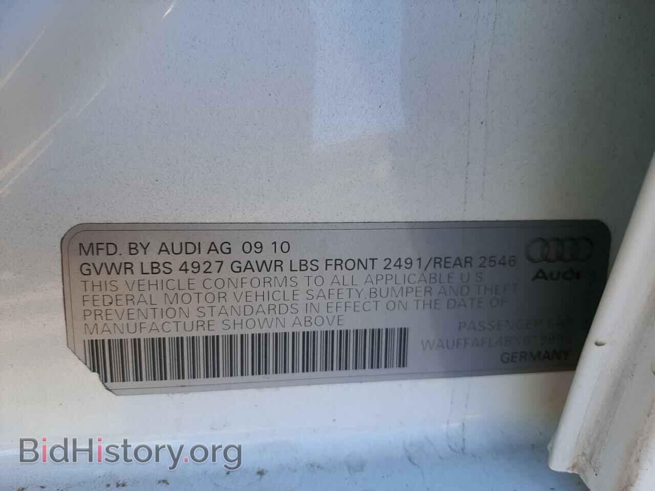 2011 AUDI A4 - VIN: WAUFFAFL4BN019895 - Фото 10