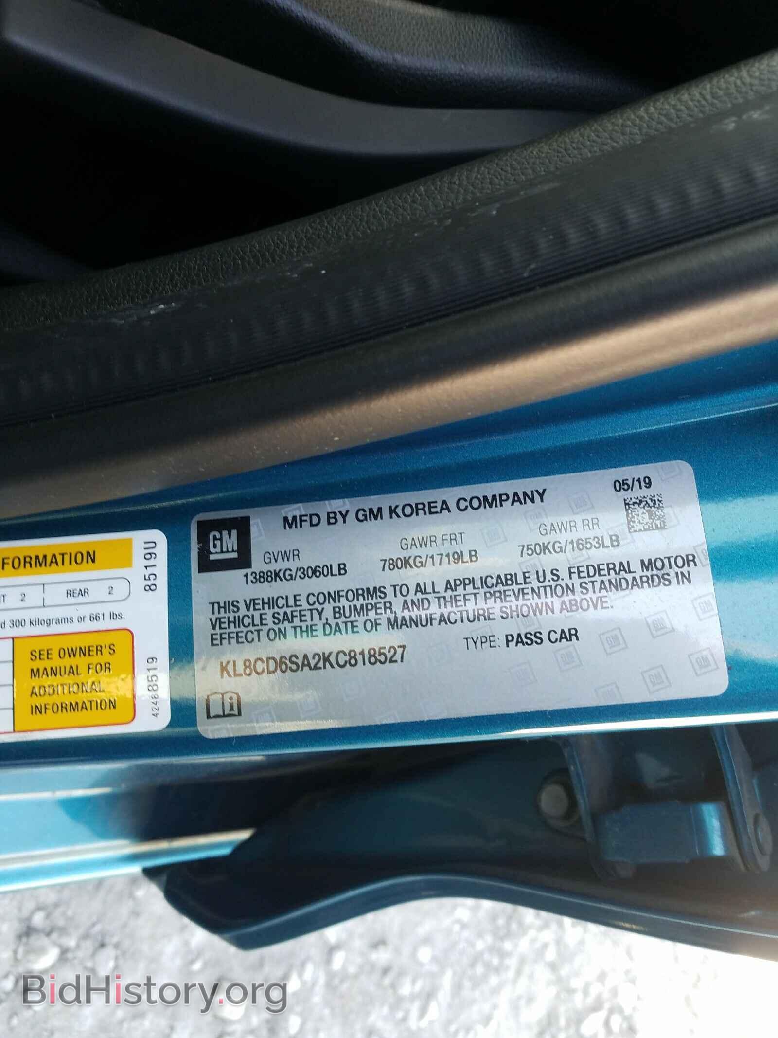2019 CHEVROLET SPARK - VIN: KL8CD6SA2KC818527 - Фото 10