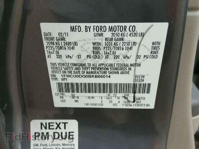 2011 FORD ESCAPE - VIN: 1FMCU0DG0BKB66014 - Фото 10