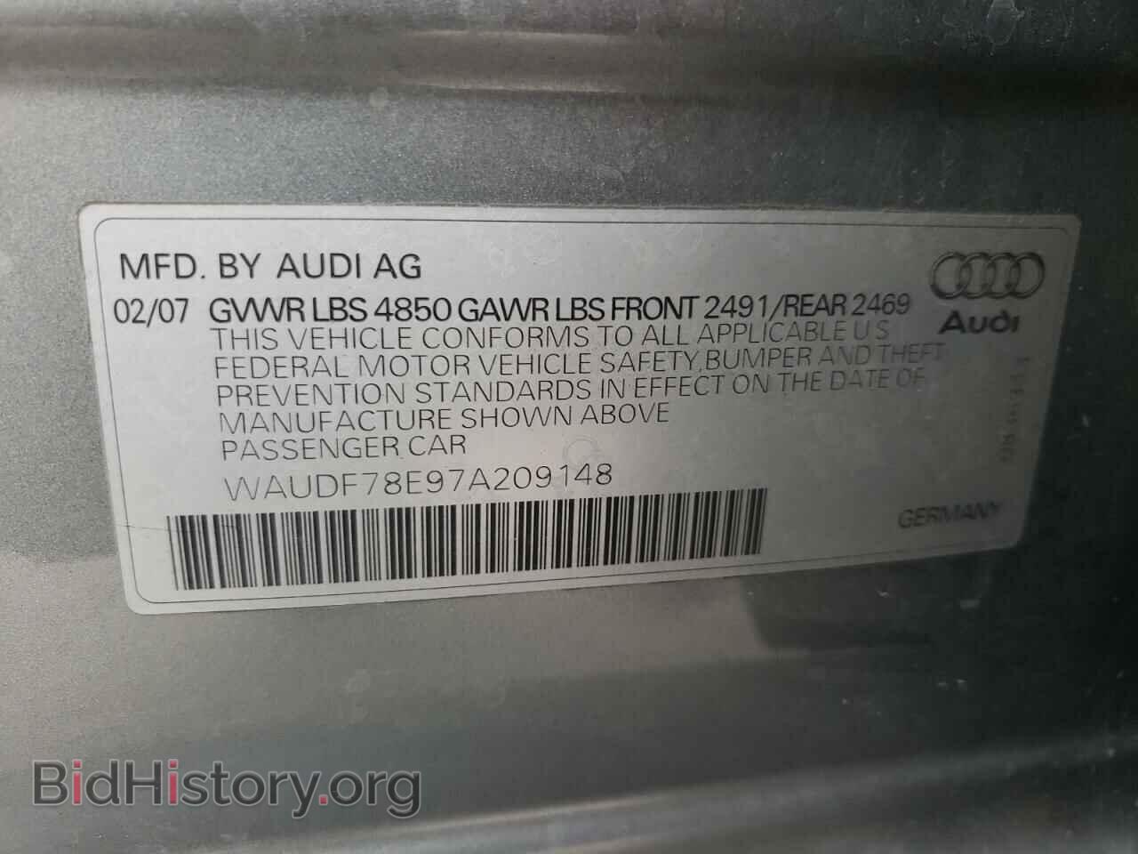 2007 AUDI A4 - VIN: WAUDF78E97A209148 - Фото 10