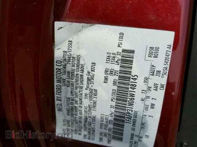 2006 FORD FOCUS - VIN: 1FAFP31N06W148145 - Фото 10