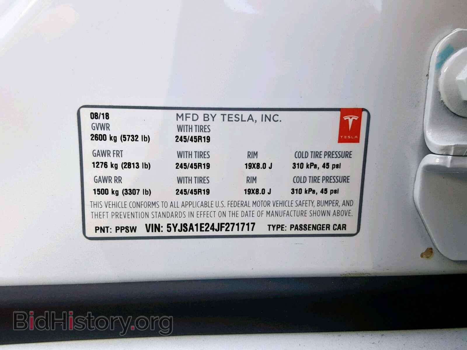 2018 TESLA MODEL S - VIN: 5YJSA1E24JF271717 - Фото 10
