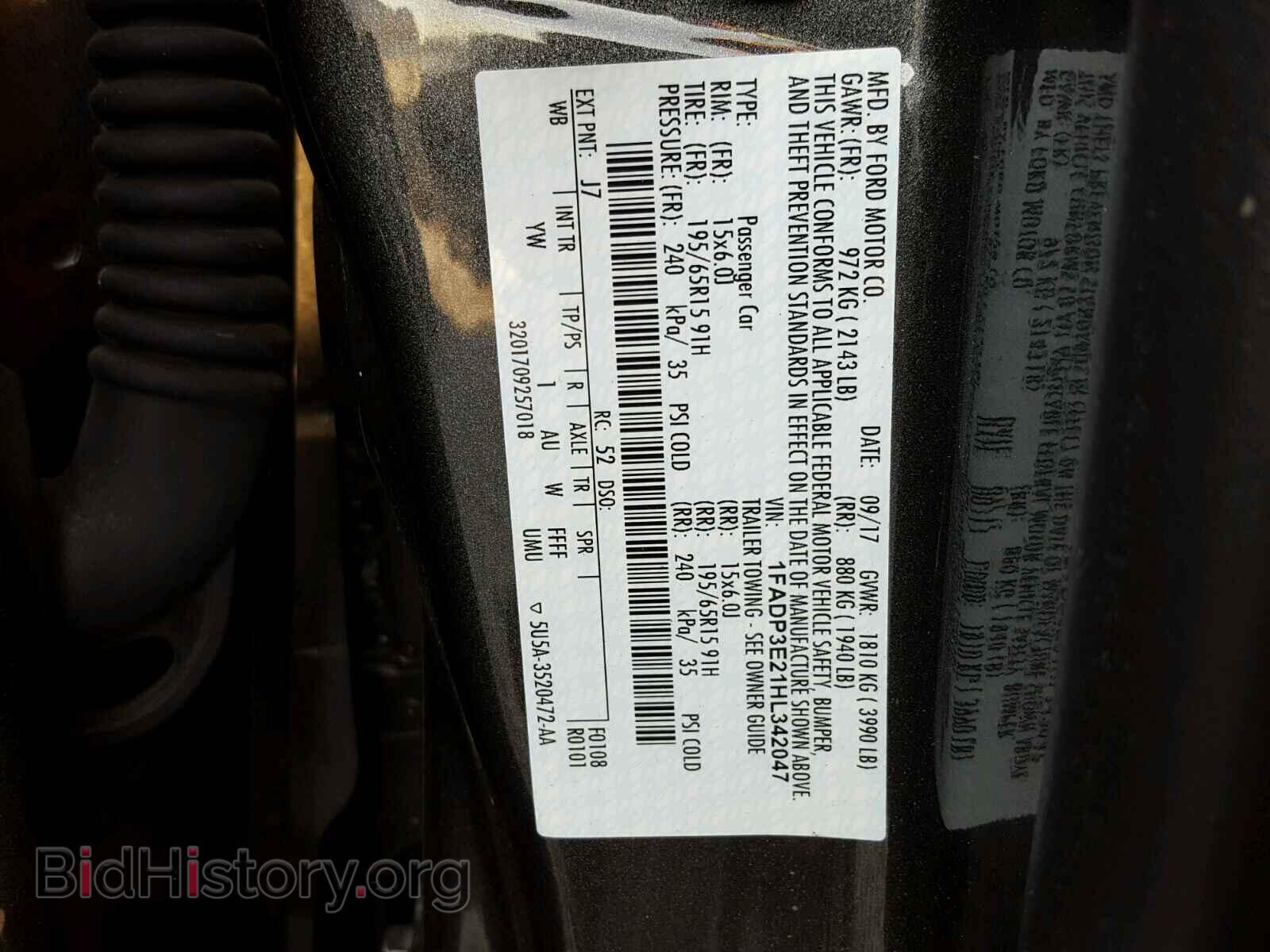 2017 FORD FOCUS - VIN: 1FADP3E21HL342047 - Фото 10