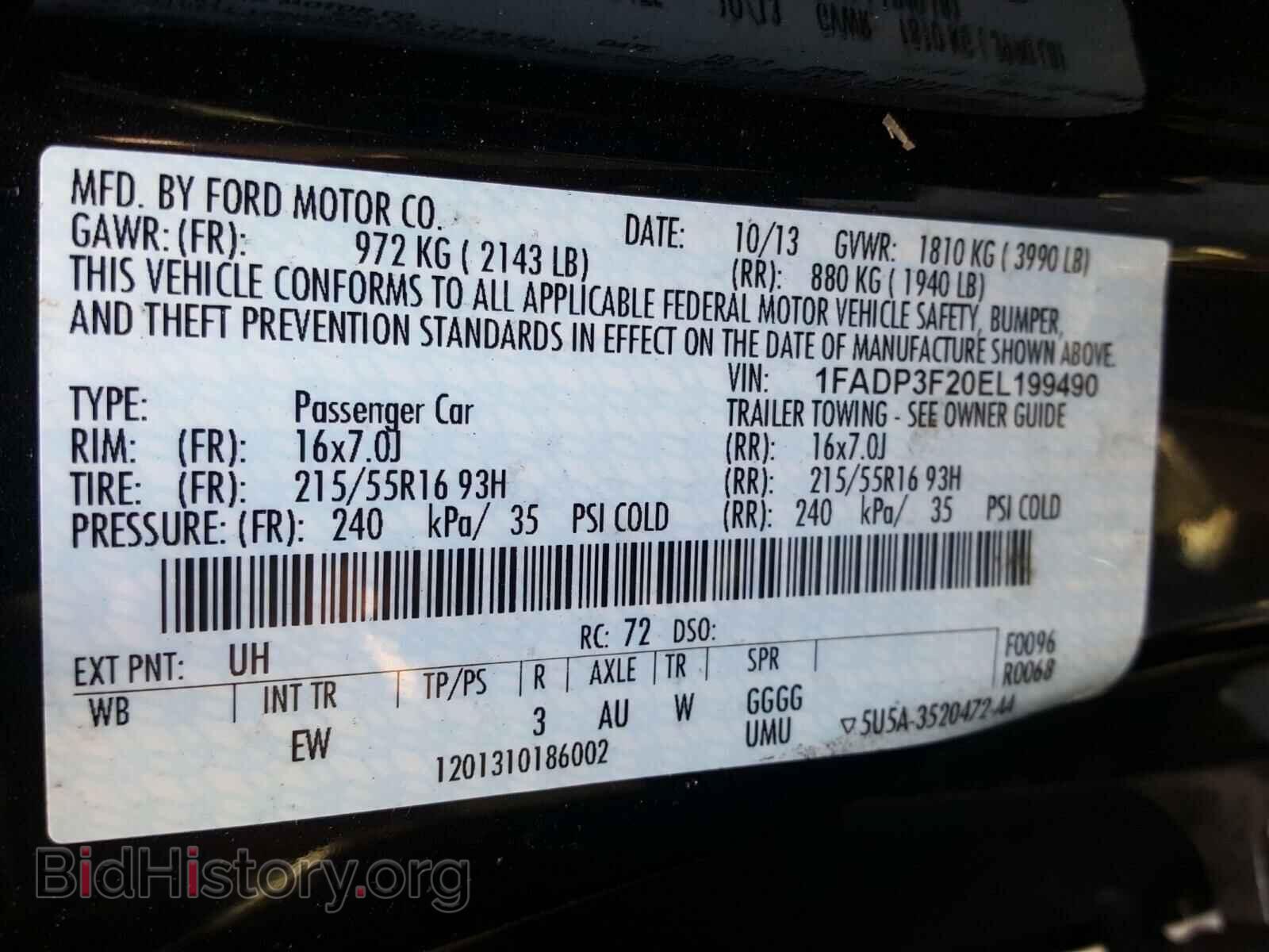 2014 FORD FOCUS - VIN: 1FADP3F20EL199490 - Фото 10