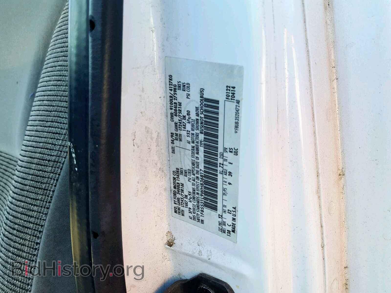 1998 FORD ECONOLINE - VIN: 1FBSS31L9WHB36817 - Фото 10