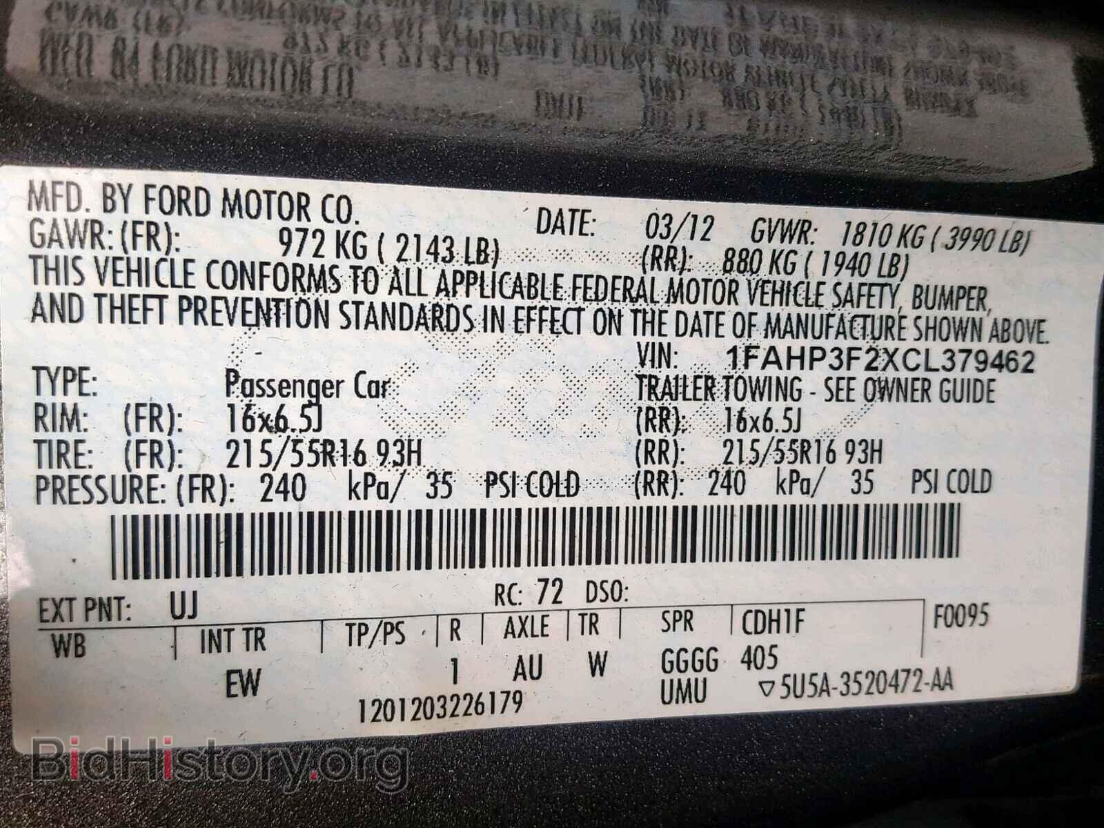 2012 FORD FOCUS SE - VIN: 1FAHP3F2XCL379462 - Фото 10