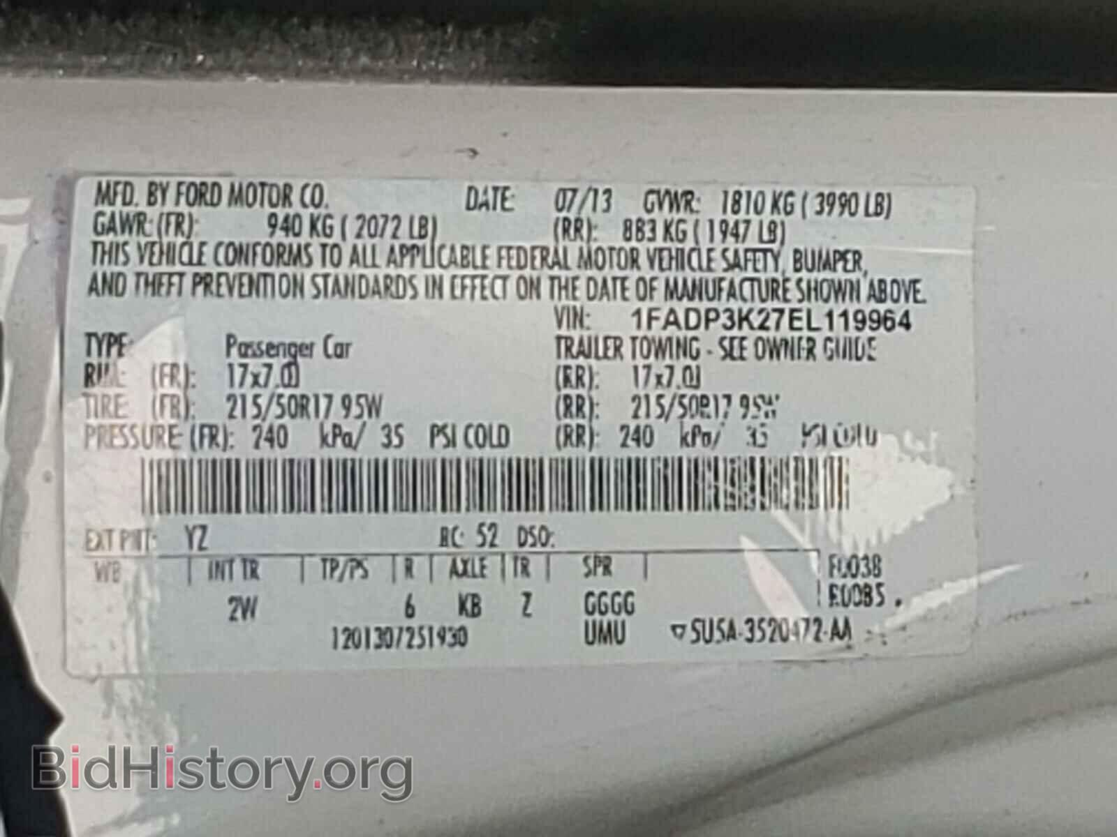 2014 FORD FOCUS - VIN: 1FADP3K27EL119964 - Фото 10