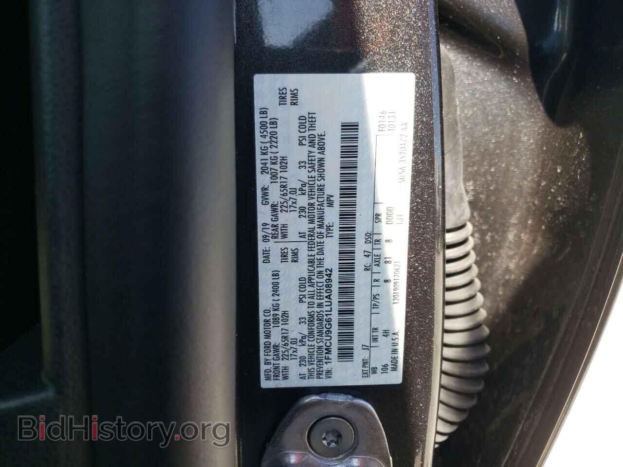 2020 FORD ESCAPE - VIN: 1FMCU9G61LUA08942 - Photo 10