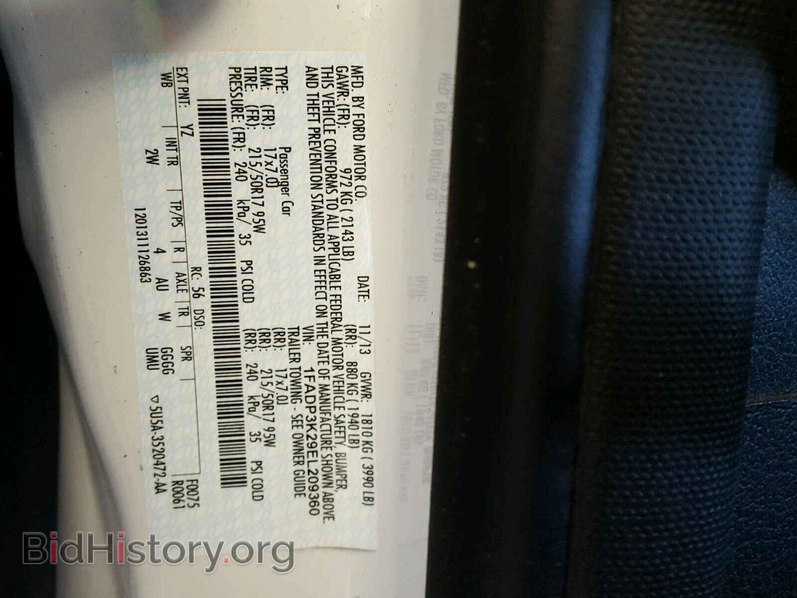 2014 FORD FOCUS - VIN: 1FADP3K29EL209360 - Фото 10