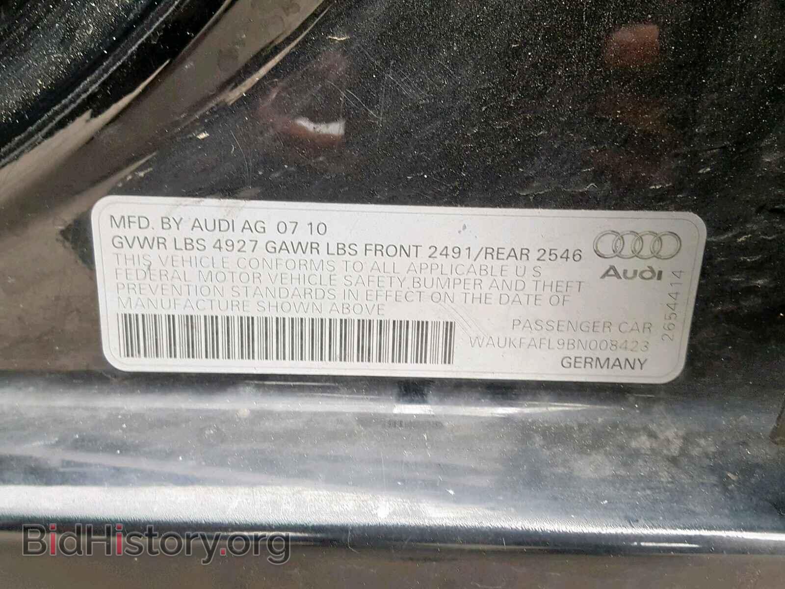 2011 AUDI A4 - VIN: WAUKFAFL9BN008423 - Фото 10