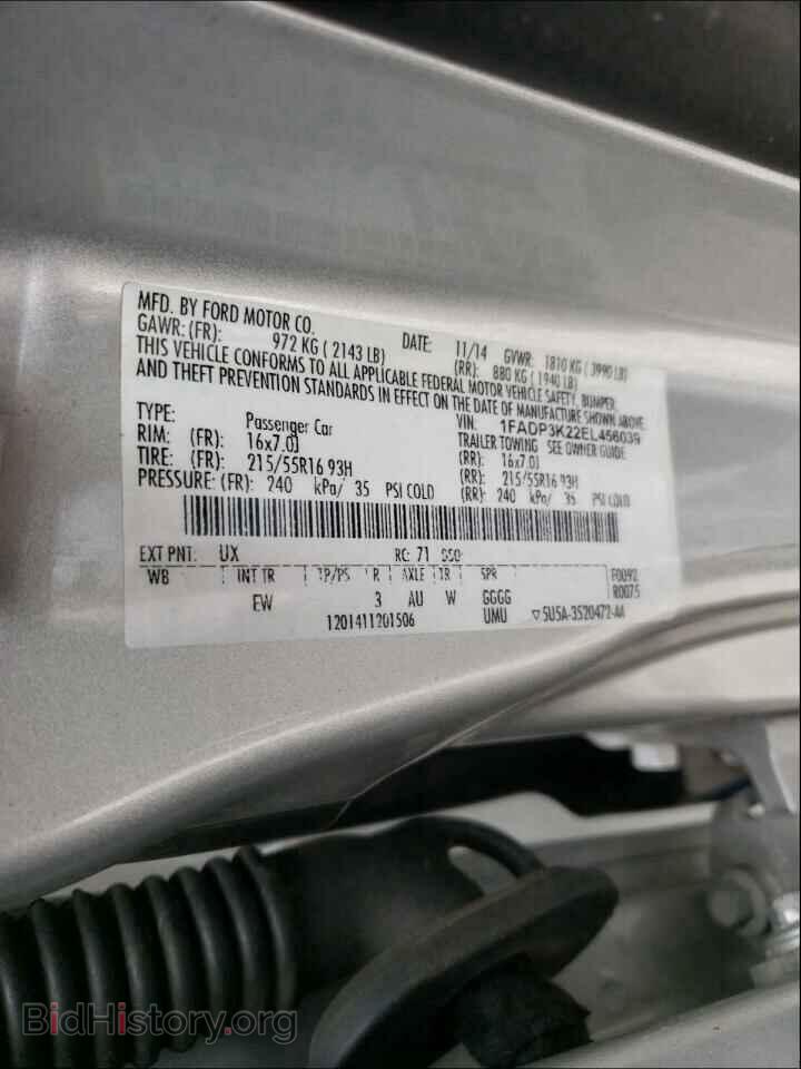 2014 FORD FOCUS - VIN: 1FADP3K22EL456039 - Фото 10