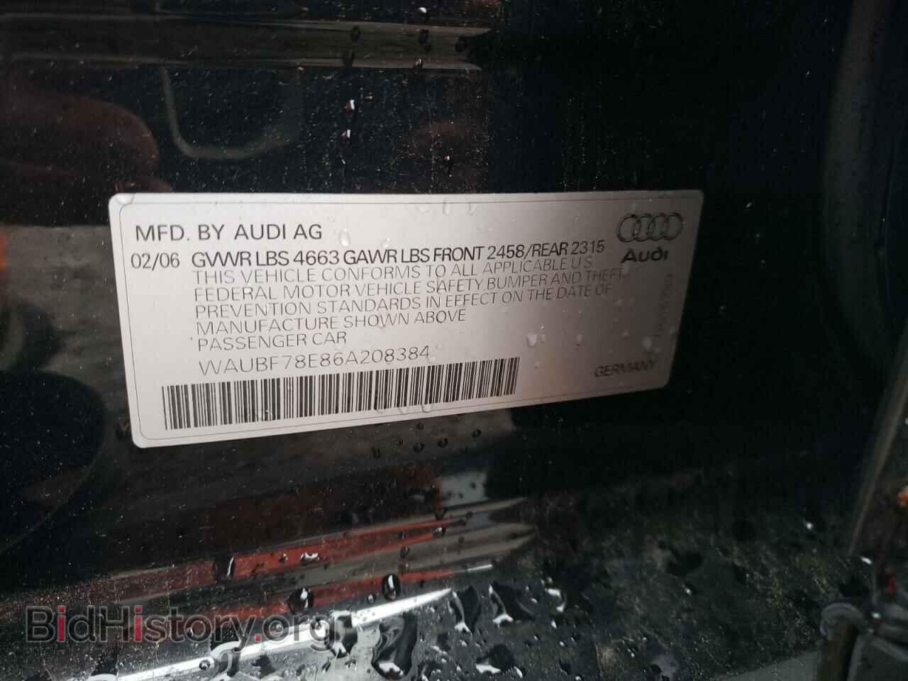 2006 AUDI A4 - VIN: WAUBF78E86A208384 - Фото 12