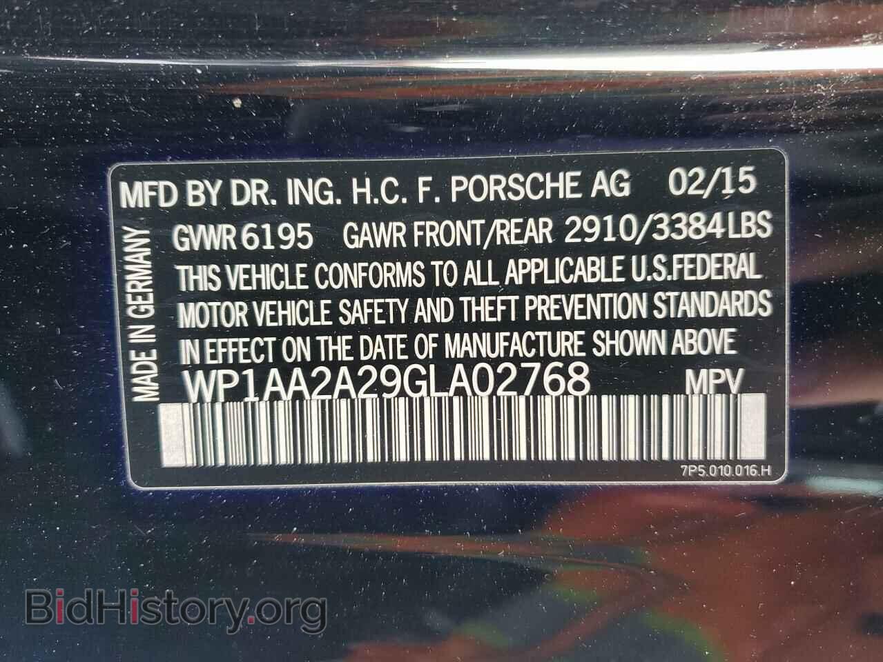 2016 PORSCHE CAYENNE - VIN: WP1AA2A29GLA02768 - Фото 14