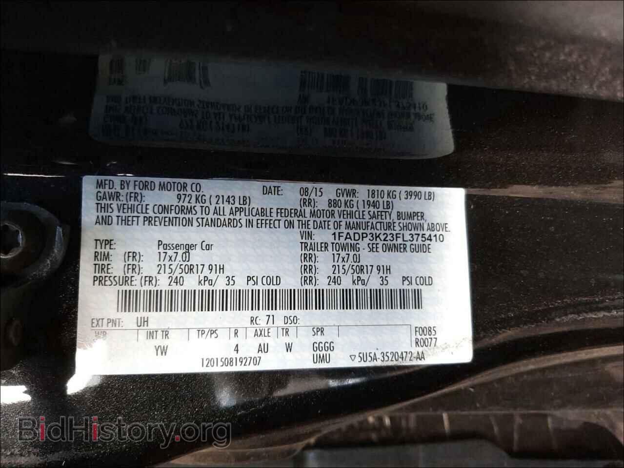2015 FORD FOCUS - VIN: 1FADP3K23FL375410 - Фото 10