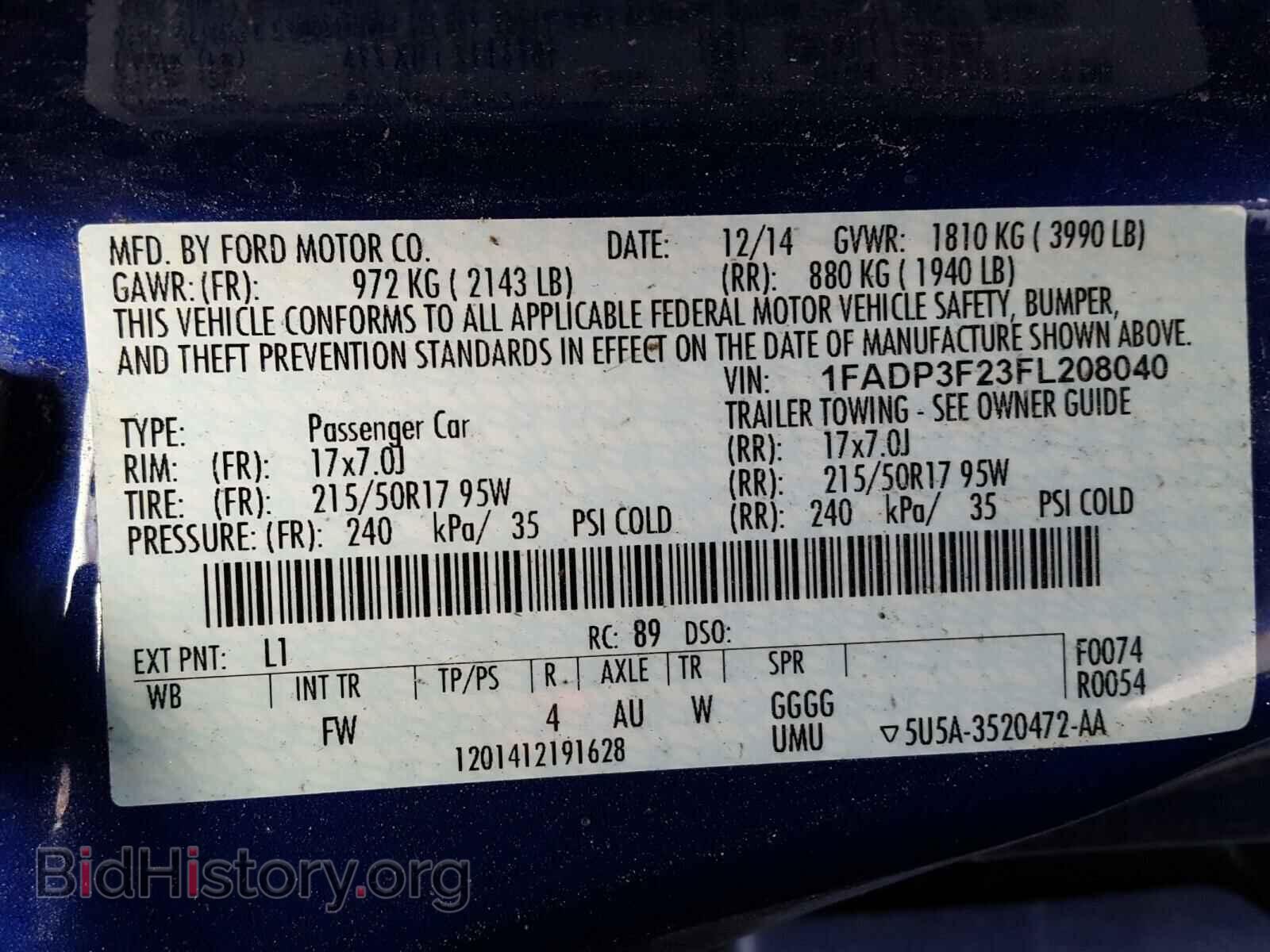 2015 FORD FOCUS - VIN: 1FADP3F23FL208040 - Фото 10