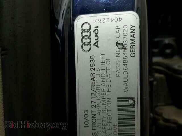 2004 AUDI A6 - VIN: WAULD64B54N037020 - Фото 10