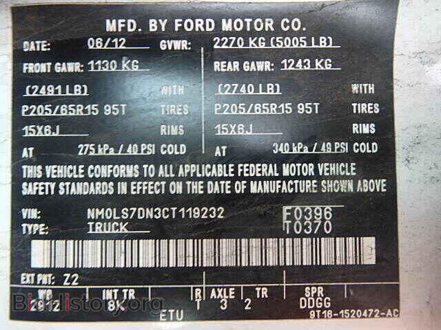 2012 FORD TRANSIT CO - VIN: NM0LS7DN3CT119232 - Фото 10