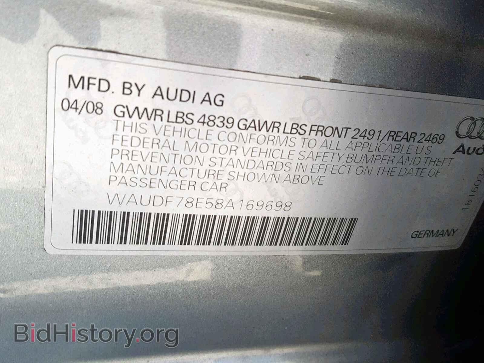 2008 AUDI A4 - VIN: WAUDF78E58A169698 - Фото 10