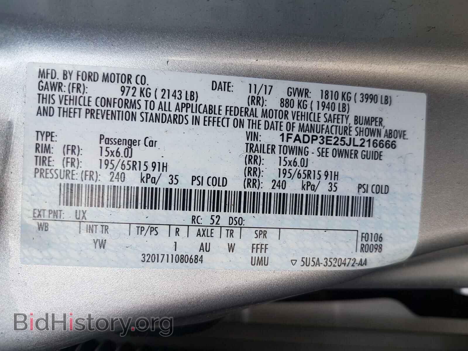 2018 FORD FOCUS - VIN: 1FADP3E25JL216666 - Фото 10