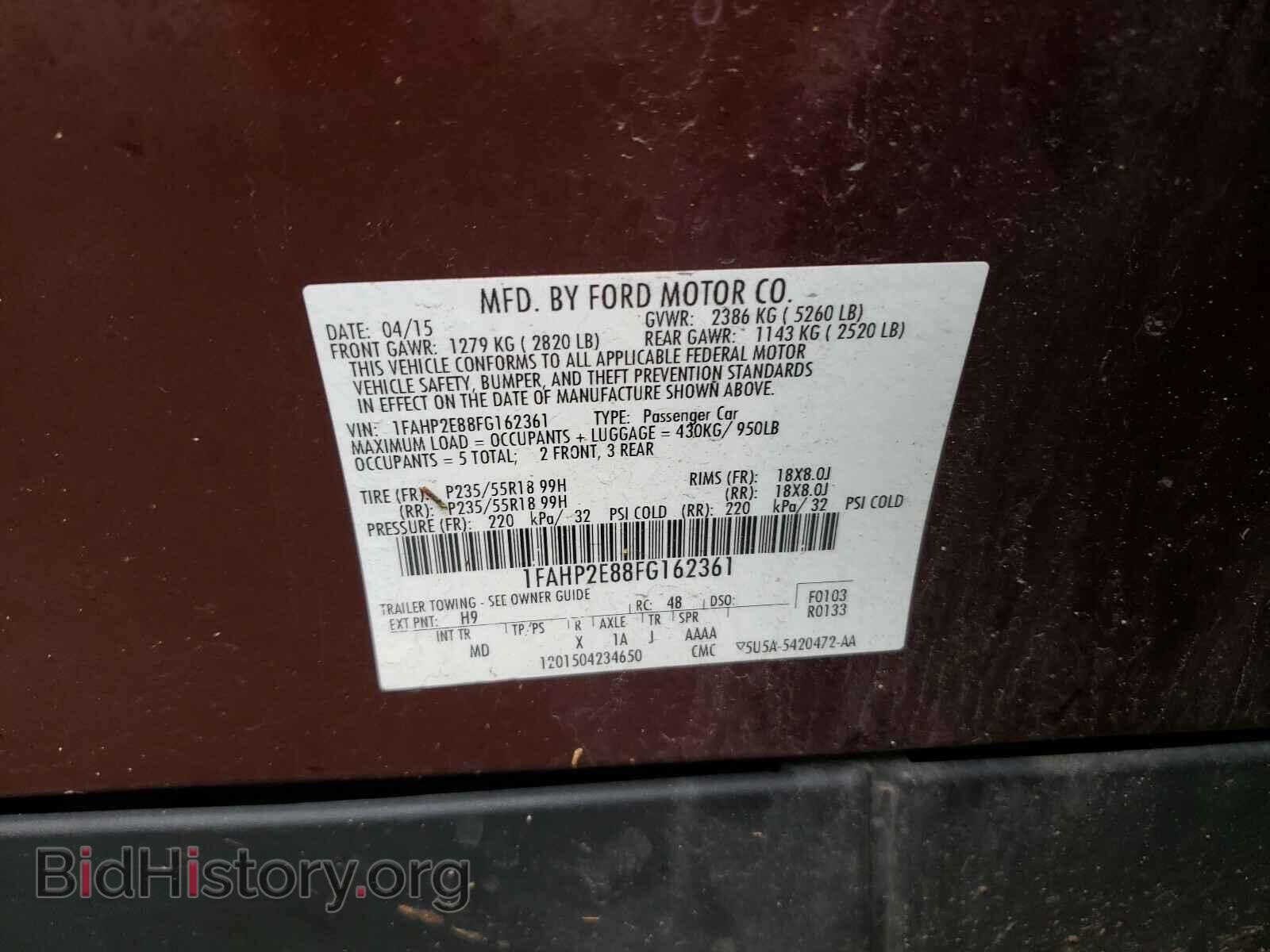 2015 FORD TAURUS - VIN: 1FAHP2E88FG162361 - Фото 10