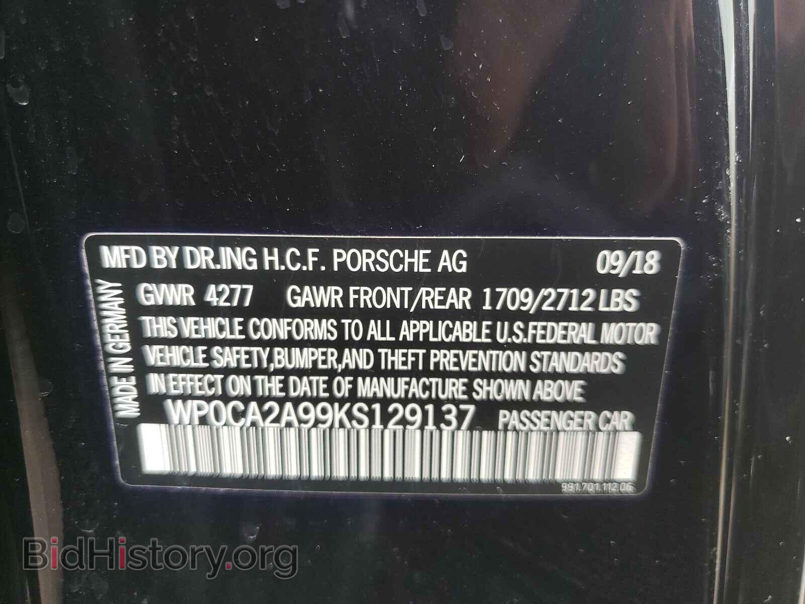 2019 PORSCHE 911 - VIN: WP0CA2A99KS129137 - Фото 10