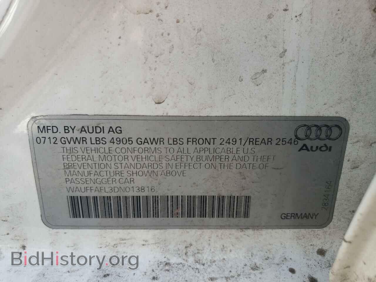 2013 AUDI A4 - VIN: WAUFFAFL3DN013816 - Фото 10
