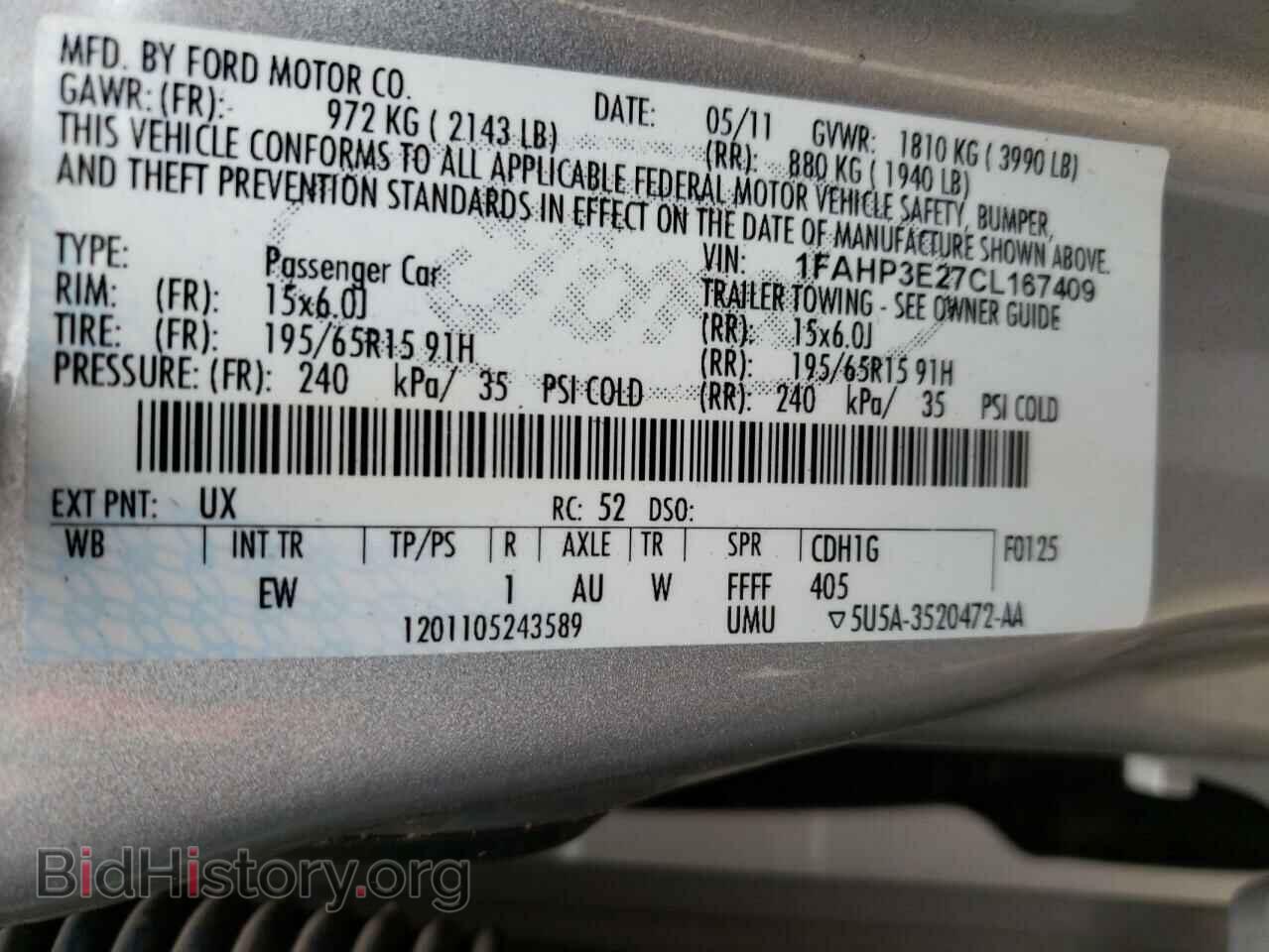 2012 FORD FOCUS - VIN: 1FAHP3E27CL167409 - Фото 10