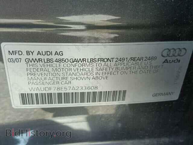 2007 AUDI A4 - VIN: WAUDF78E57A233608 - Photo 10