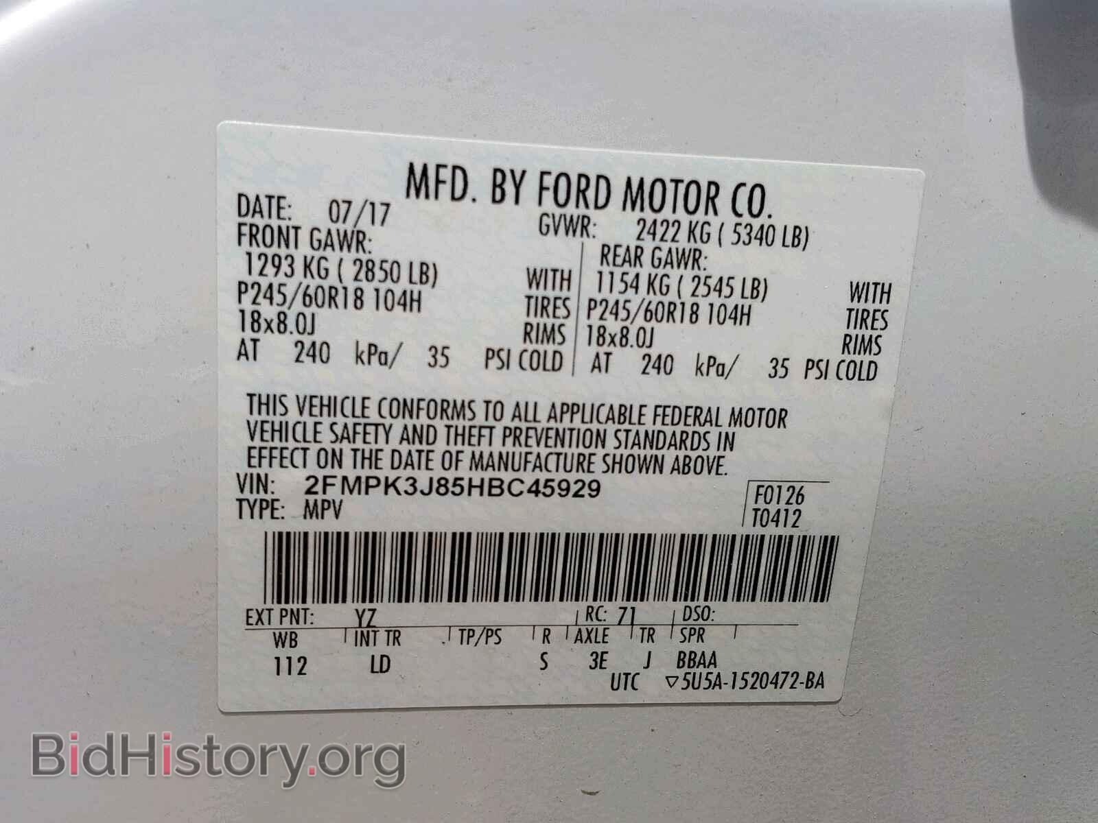 2017 FORD EDGE SEL - VIN: 2FMPK3J85HBC45929 - Photo 10
