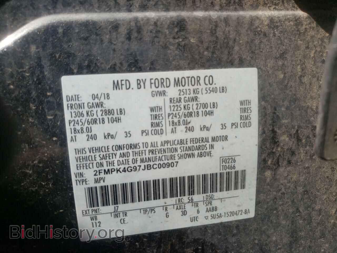2018 FORD EDGE - VIN: 2FMPK4G97JBC00907 - Photo 10