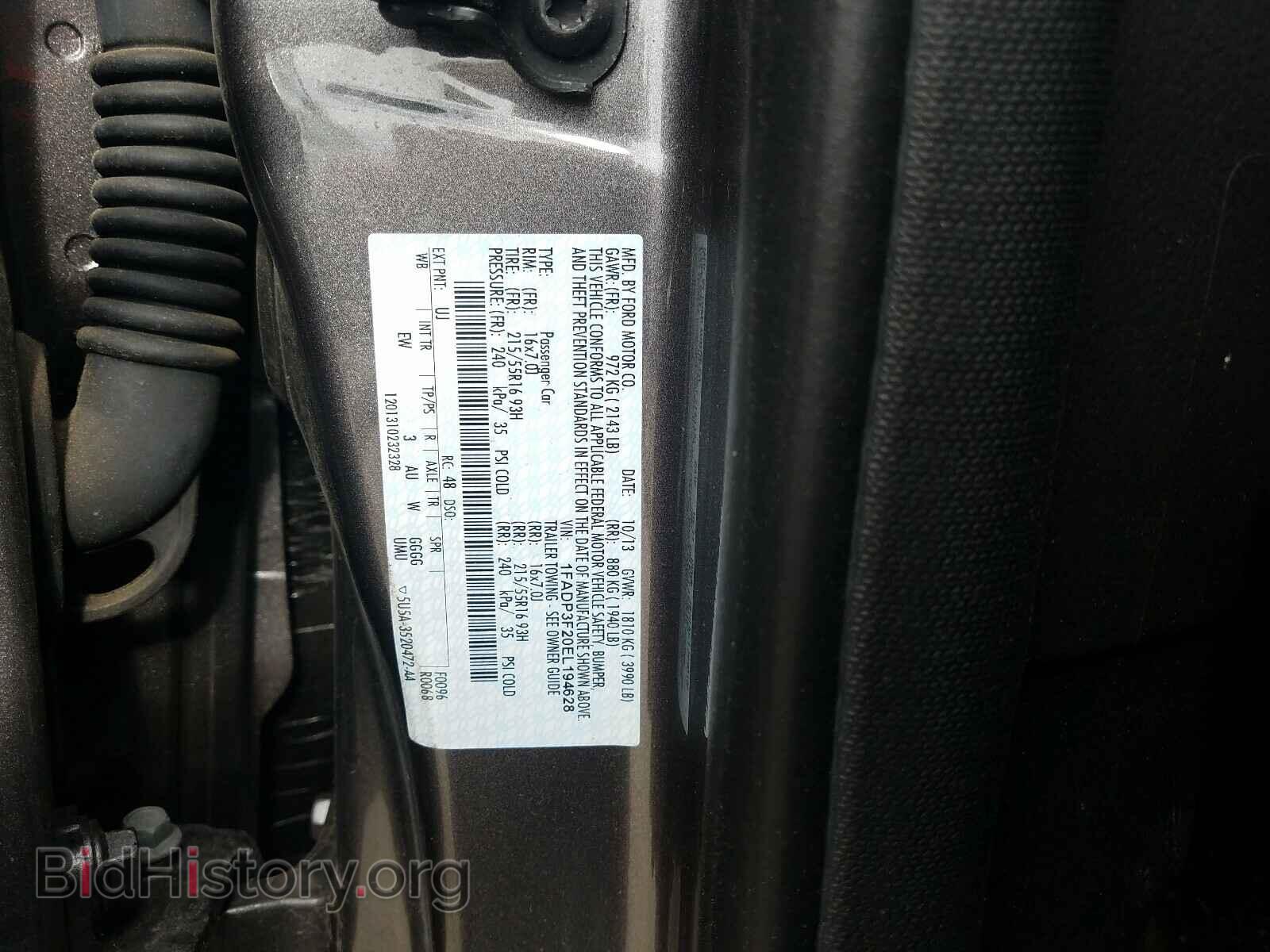 2014 FORD FOCUS - VIN: 1FADP3F20EL194628 - Фото 10