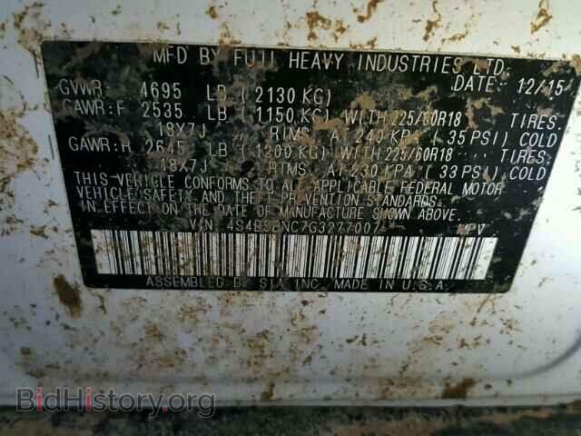 2016 SUBARU OUTBACK - VIN: 4S4BSBNC7G3277007 - Фото 10