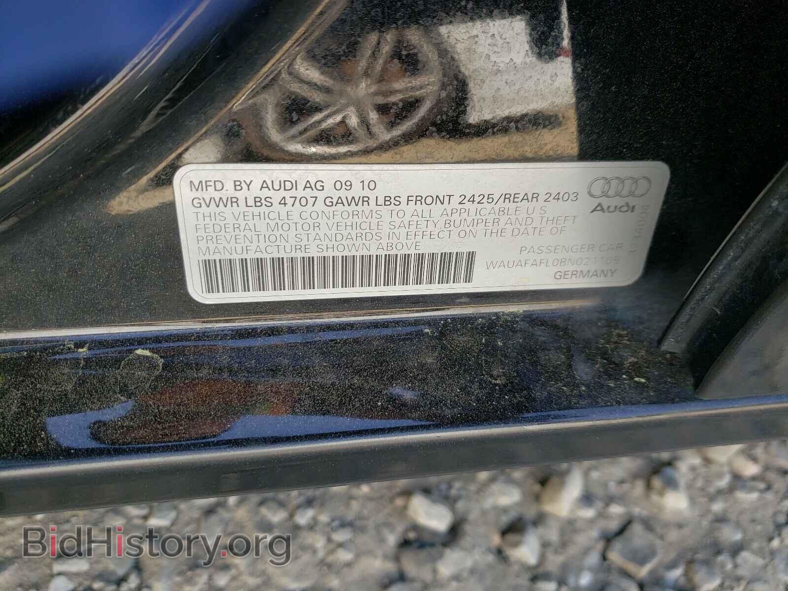 2011 AUDI A4 - VIN: WAUAFAFL0BN021105 - Фото 10