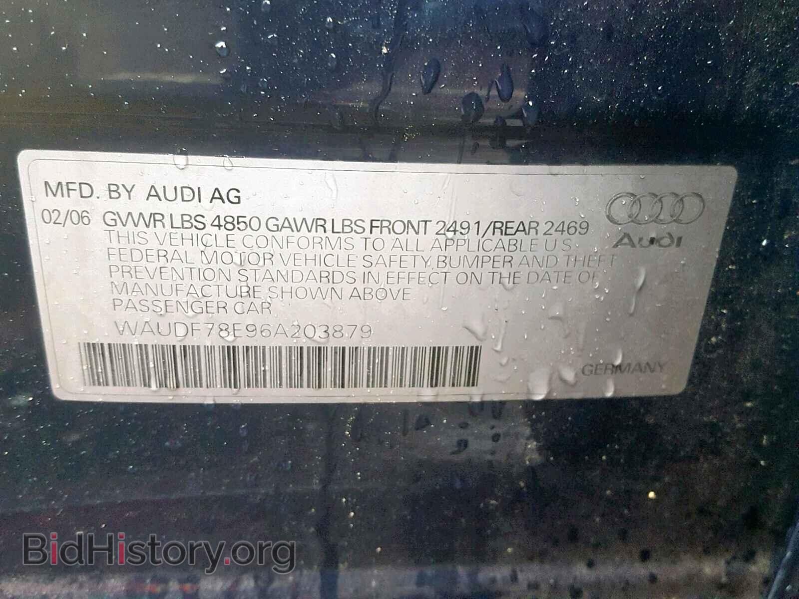 2006 AUDI A4 - VIN: WAUDF78E96A203879 - Фото 10
