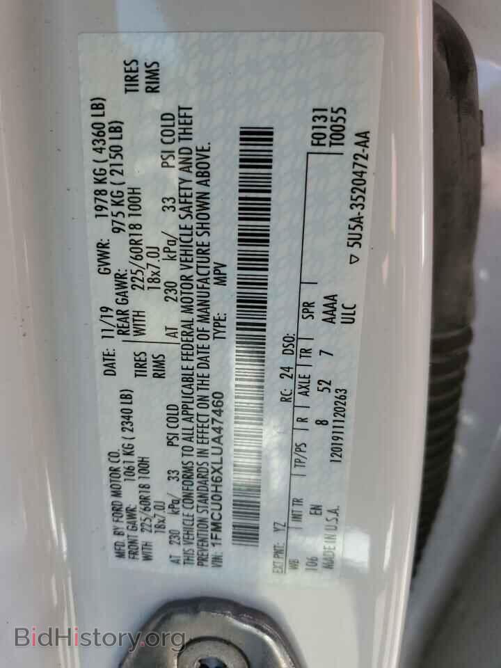 2020 FORD ESCAPE - VIN: 1FMCU0H6XLUA47460 - Фото 13