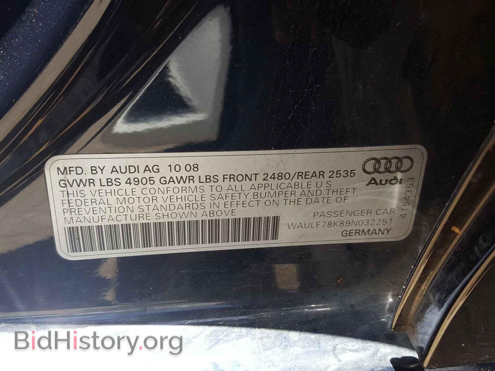 2009 AUDI A4 - VIN: WAULF78K89N032251 - Photo 10