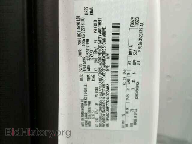 2013 FORD ESCAPE - VIN: 1FMCU0F77DUD72483 - Photo 10