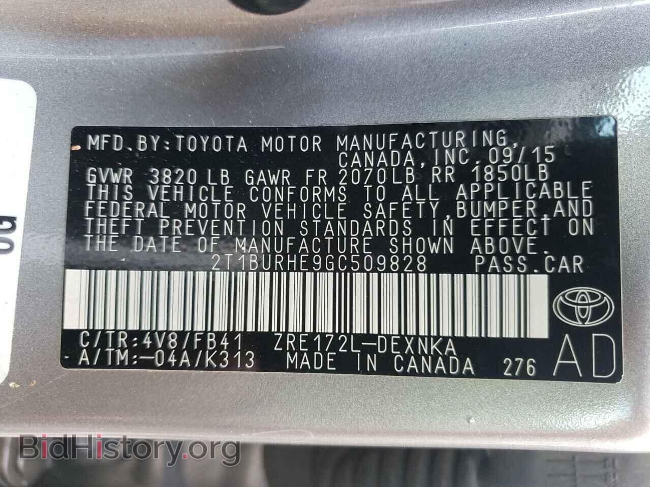 2016 TOYOTA COROLLA - VIN: 2T1BURHE9GC509828 - Фото 10
