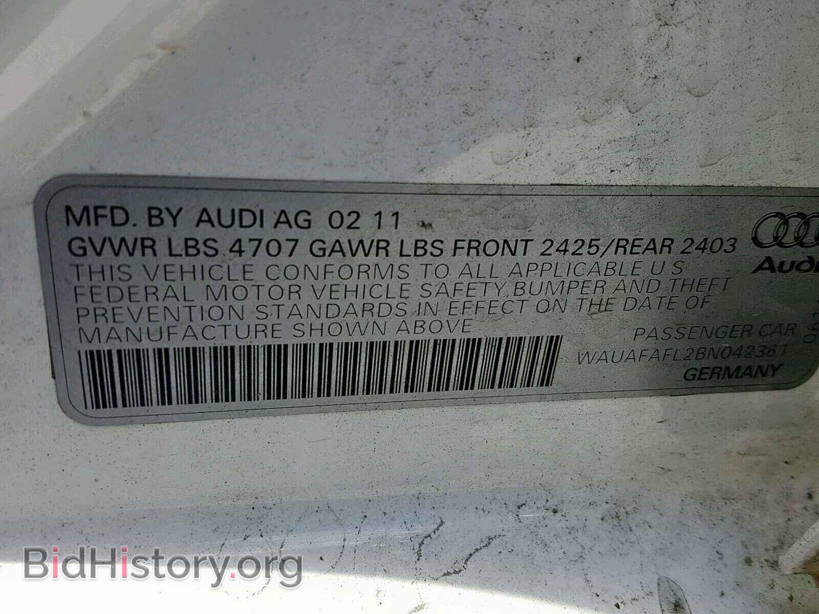 2011 AUDI A4 - VIN: WAUAFAFL2BN042361 - Фото 10
