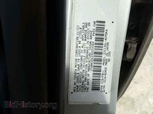 2003 TOYOTA COROLLA - VIN: JTDBR32E232003368 - Photo 10