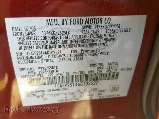 2006 FORD FIVE HUNDR - VIN: 1FAFP25146G103527 - Фото 10