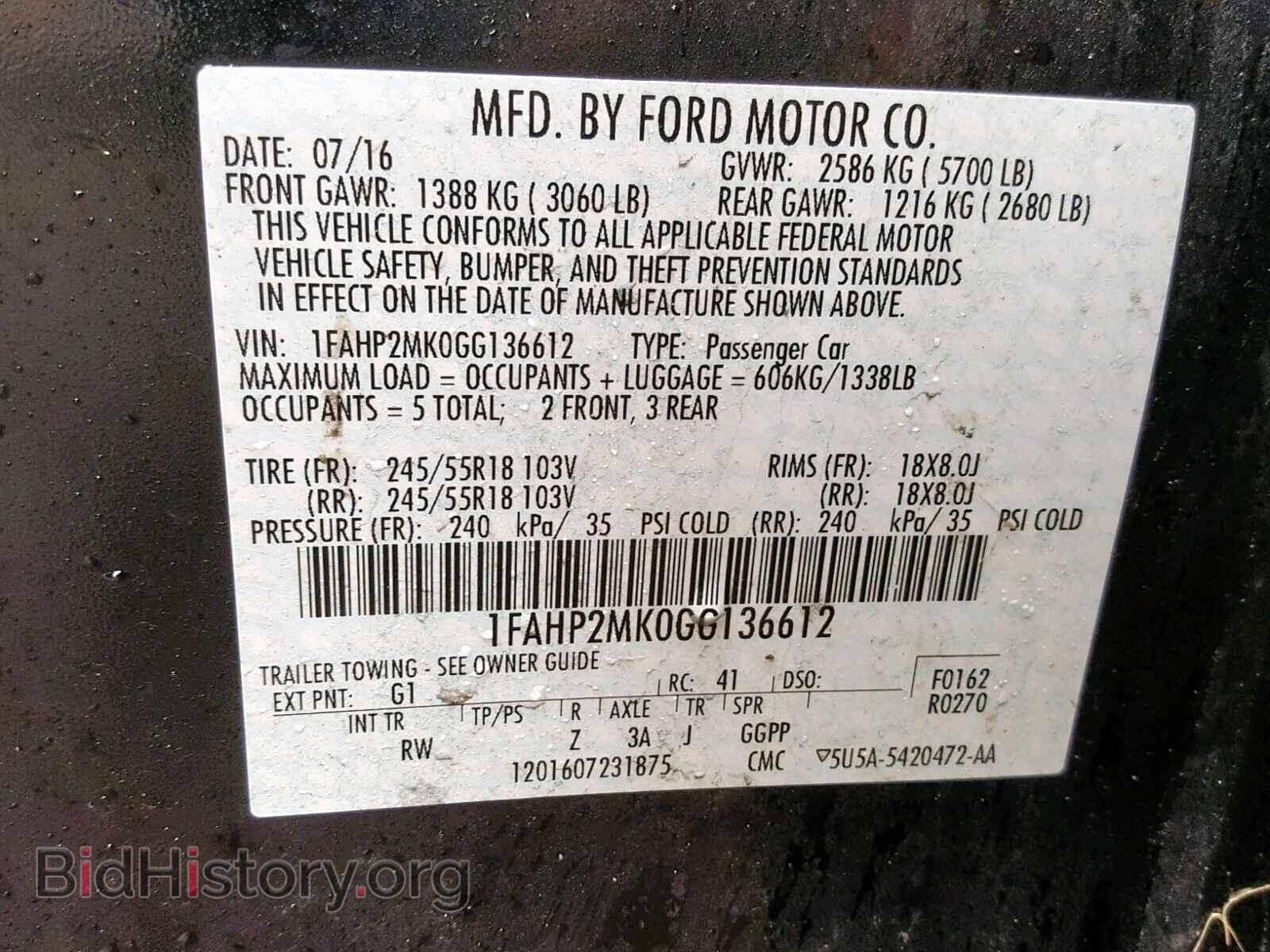 2016 FORD TAURUS - VIN: 1FAHP2MK0GG136612 - Фото 10