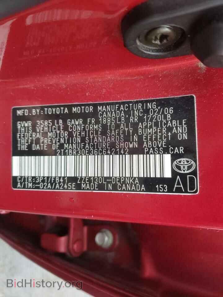 2006 TOYOTA COROLLA - VIN: 2T1BR30E36C642142 - Фото 10